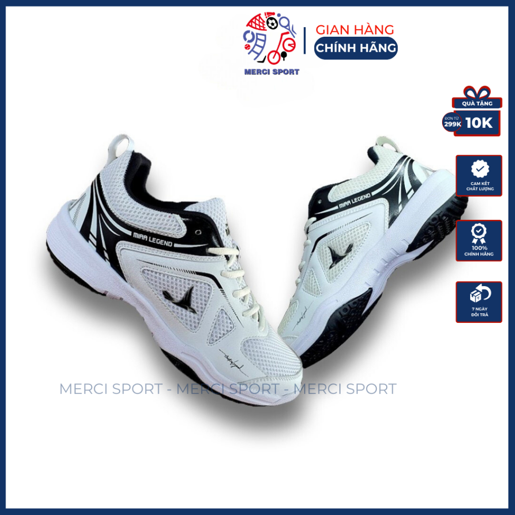 Giày cầu lông, Giày thể thao bóng bàn, bóng chuyền chính hãng đế cao su kép chống trượt Mira Legend MERCI SPORT