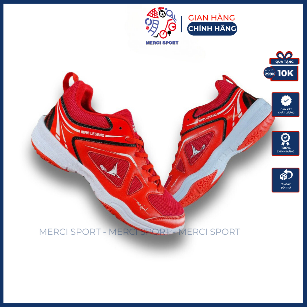 Giày cầu lông, Giày thể thao bóng bàn, bóng chuyền chính hãng đế cao su kép chống trượt Mira Legend MERCI SPORT