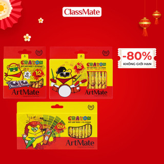 Bút Sáp Màu CLASSMATE 12-24 Chiếc, Màu Mịn, Chồng Màu Tốt, Bám Giấy Tốt Cho Bé Tập Tô CL-CR201/202/203