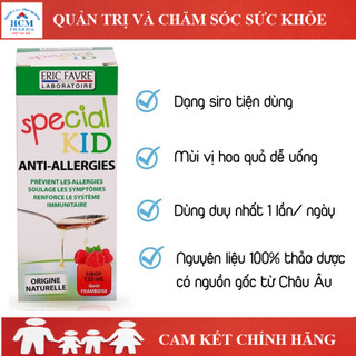 Special Kid Anti-Allergy giảm dị ứng mẫn ngứa mề đay tăng sức đề kháng cho bé chai 125ml vị mâm xôi nhập khẩu Pháp SPC01