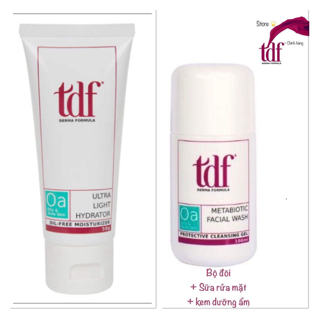 Combo sữa rửa mặt Tdf Metabiotic facial wash và Kem dưỡng ẫm Ultra light hydrator 50g