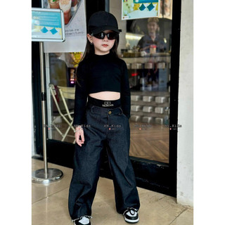 Set jean ống suông bé gái siêu ngầu