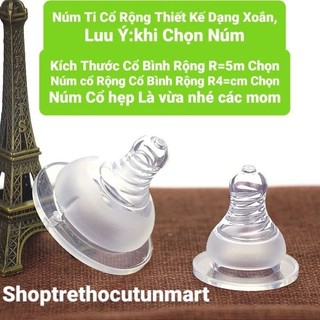 Núm ti silicon siêu mềm, thay thế bình sữa cổ rộng