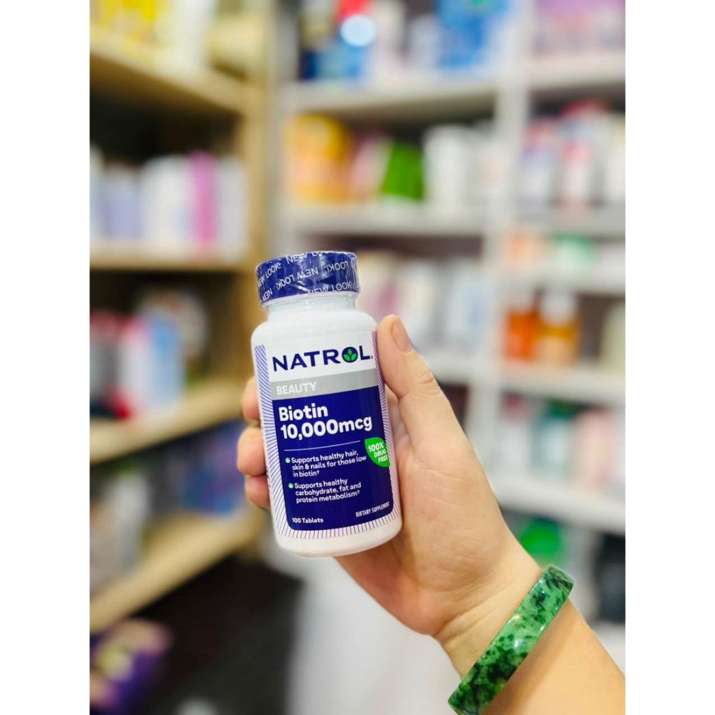Mẫu mới Viên Uống Hỗ Trợ Mọc Tóc Và Hạn Chế Rụng Tóc Natrol Biotin Beauty 10,000mcg Hộp 100 viên