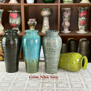 Bình gốm Bát Tràng men hỏa biến dáng đùi dế /Gốm Sứ Bát Tràng/Decor Decor Phòng
