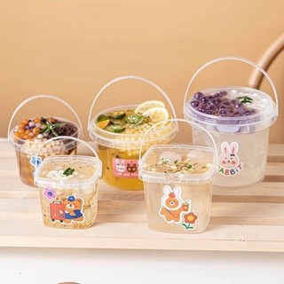 Xô nhựa mini có nắp đựng trà sữa...500ml-700ml-1000ml