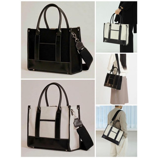 HOTDEAL-Túi tote big size Eepie Field tote bag--Tone đen trắng phối classic