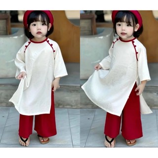 Áo dài cho bé gái, áo dài tết đẹp cho bé. áo dài chất lụa gấm tặng kèm khăn đỏ_nhà cam kids_ad09