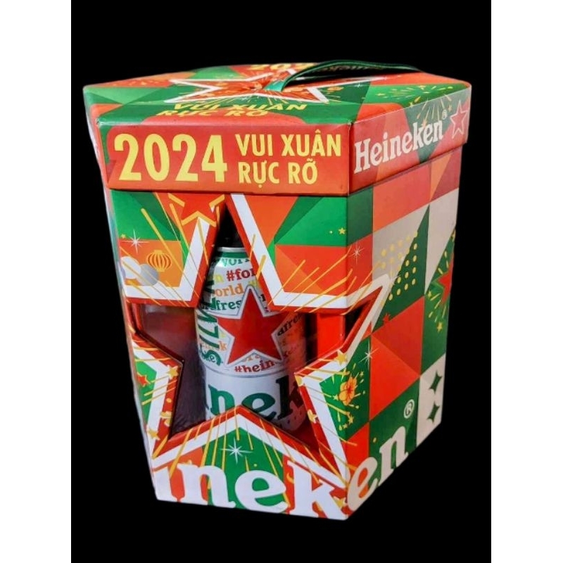 [tặng bộ sticker Heineken] 1 hộp gồm 6 lon 250ml bia Heineken Tết Giáp Thìn 2024 Heineken New Year o