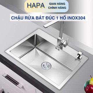 Chậu Rửa Bát Đúc 1 Hố Siêu To, Bồn Rửa Chén 1 Hộc, Vật Liệu INOX 304 Cao Cấp Chính Hãng KOREA HAPA