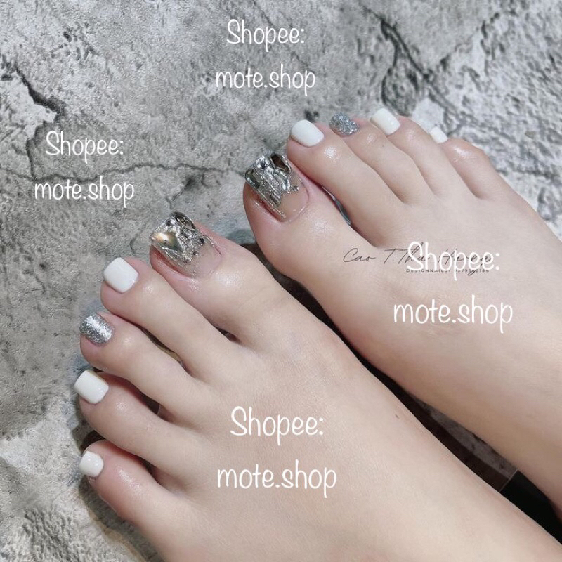 Nailbox CHÂN màu trắng phối đá