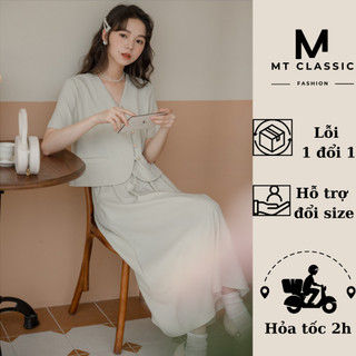 Set đồ nữ tiểu thư, áo vest kèm chân váy xếp ly nhẹ nhàng, dễ thương dành cho nàng thơ - MT CLASSIC