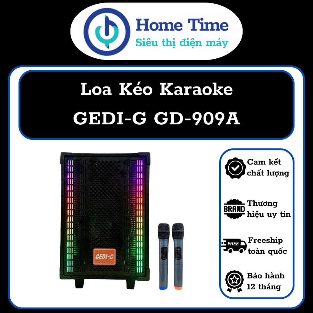 Loa Kéo, Loa Bluetooth, Loa Karaoke Best Sound BD-9080, Gedi GD-909A Model 2024 (Công Suất 100W, Bass 20, Có Đèn Led)