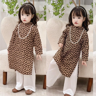 Bộ quần áo dài tết cho bé HK KIDS thiết kế nhà Dung Kids chất liệu gấm cao cấp sz 1-10 tuổi (mã AD2024-11)