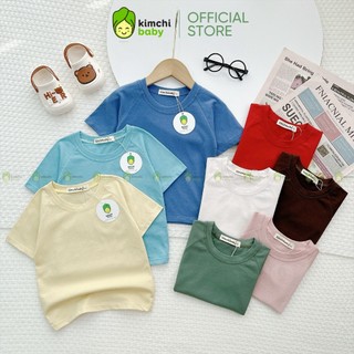 Áo Cộc Tay Cho Bé Trai, Bé Gái KIMCHIBABY Vải Cotton 2C Mềm Mại Bảng Màu Trơn Basic, Áo Thun Trơn Cho Bé Mặc Hè KCA301