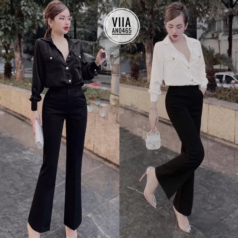 Áo Sơ Mi Lụa Cúc Đồng Chất Đẹp AN0465