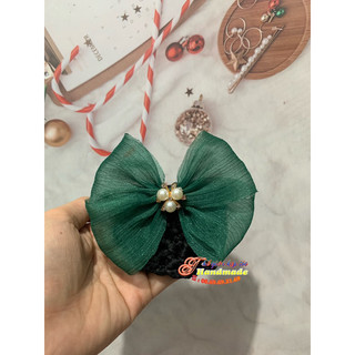 Kẹp búi lưới handmade màu xanh K35