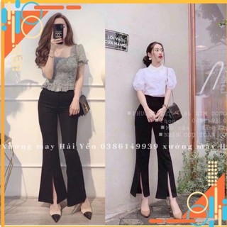 Quần legging ống loe chất umi xẻ tà