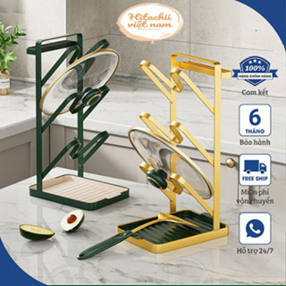 Giá cài vung nồi đa năng 3 tầng phong cách Bắc Âu, Kệ để nắp vung nồi khung thép chịu lực cao cấp không hoen gỉ
