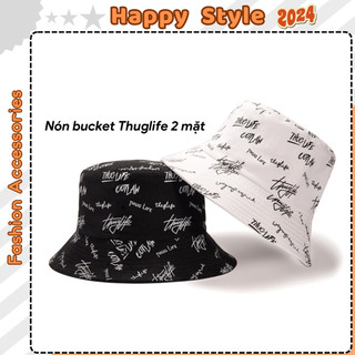 Mũ bucket 2 mặt Thuglife Nón tai bèo vành tròn hoạ tiết nhiều màu sắc Ulzzang form unisex nam nữ - Happy Style