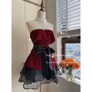 Set váy nhung cúp ngực