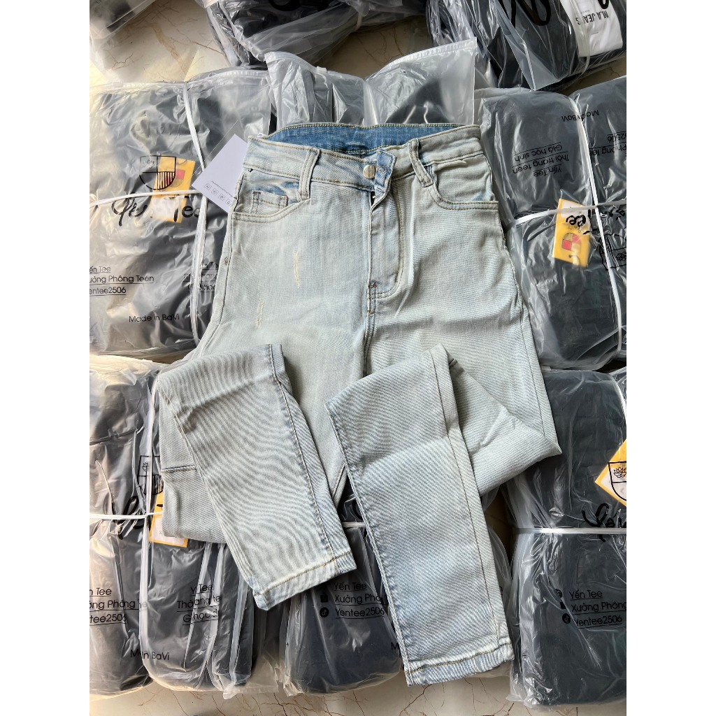 Quần jeans ôm Xanh bạc trơn Yến Tee chất đẹp,quần girl phố,quần đi học
