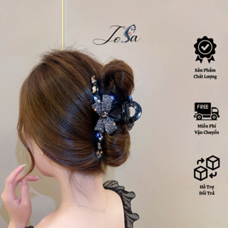 Kẹp cặp tóc nữ tiểu thư cute màu xinh đính đá phối nơ đẹp lấp lánh xinh xắn đáng yêu phong cách thời trang Hàn Quốc Josa