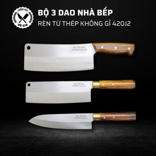Bộ dao thép trắng không gỉ, rèn thủ công 100% bằng thép nhật sus 420j2 cao cấp