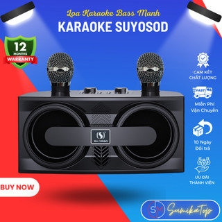 Loa karaoke bluetooth không dây suyosod cao cấp tặng 2 micro bộ loa siêu trầm ấm đa chức năng loa nhỏ gọn công suất lớn