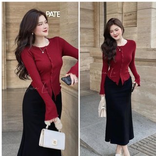 Hót hot set áo gài nút kèm chân váy xoè đuôi cá