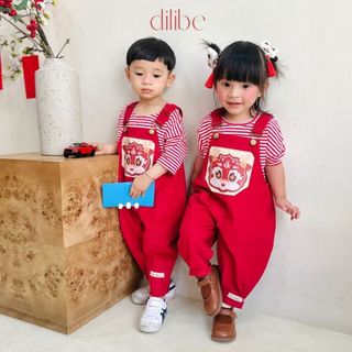 Set quần yếm rồng baby kèm áo tết 2024 cho bé trai bé gái đi chơi - dilibe