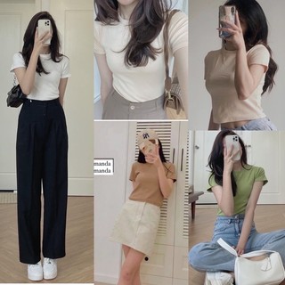 Áo thun nữ ngắn tay,áo phông trơn dáng ngắn ôm body nhiều màu chất tăm cotton dễ mặc dễ phối đồ tôn dáng mặc hàng ngày