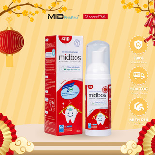 Bọt tập đánh răng Midbos 2 vị mới Nho và Táo thương hiệu Midkid, vị ngọt, hữu cơ nuốt được an toàn cho bé từ 1 tuổi