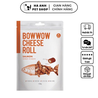 Bánh thưởng Bowwow phô mai cuộn cá hồi cho chó mèo