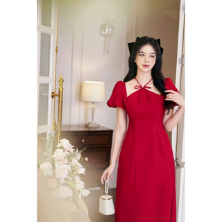 [CẢ SET] Áo dài cách tân yếm phối nơ mặc Tết 2024