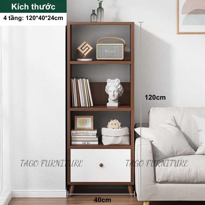 Kệ sách gỗ để sàn phong cách Bắc Âu nhiều tầng lắp ghép dễ dàng gỗ MDF phủ Melamine chống mối mọt | BigBuy360 - bigbuy360.vn