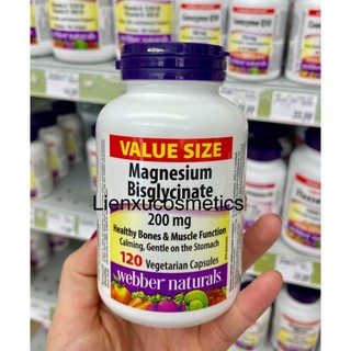 Viên uống magnesium bisglycinate của Webber Naturals 120v; Hsd 2027