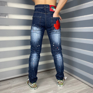 Quần bò jean nam Dsquared2 lá phong đỏ, cỏ 3 lá thêu túi bản 4 cúc mới hot trend 2024