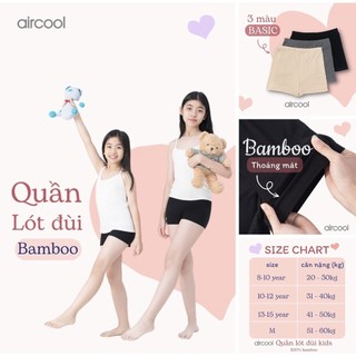 Set 2 Quần lót đùi mặc váy bé gái AIRCOOL sơi Cotton Bamboo cao cấp thoáng mát co giãn 4 chiều | Quần chip sì trẻ em