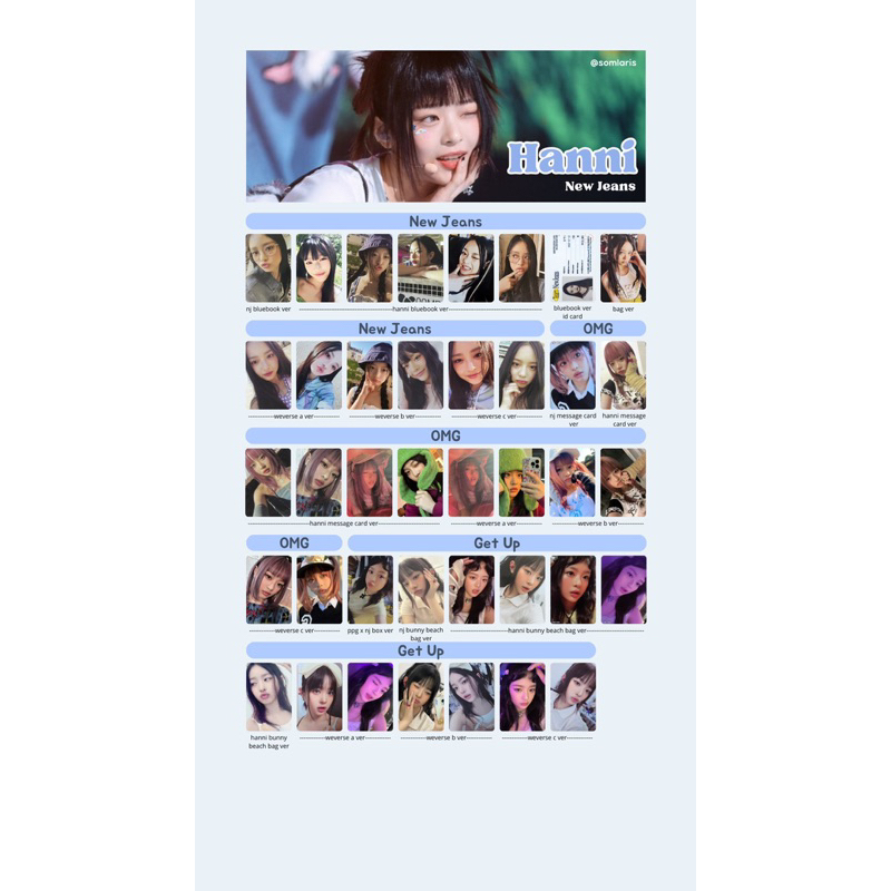 LẺ BỘ ẢNH THẺ CARD PHOTOCARD HANNI NEWJEANS