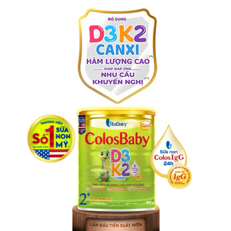 Sữa bột Colosbababy D3K2 gold 800g, sữa non D3K2 giúp bé tăng cường khả năng miễn dịch, tăng cân từ 0-10 tuổi