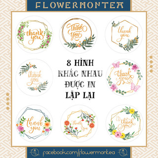 (Vòng Hoa 05) Set 90 Sticker Tròn - Thank You