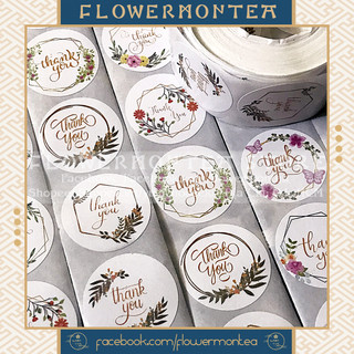 (Vòng Hoa 05) Set 90 Sticker Tròn - Thank You