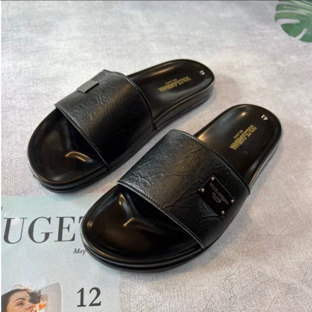 Dép buberry nam dép lê bbr love quai ngang đế cao su thiên nhiên black color vàng