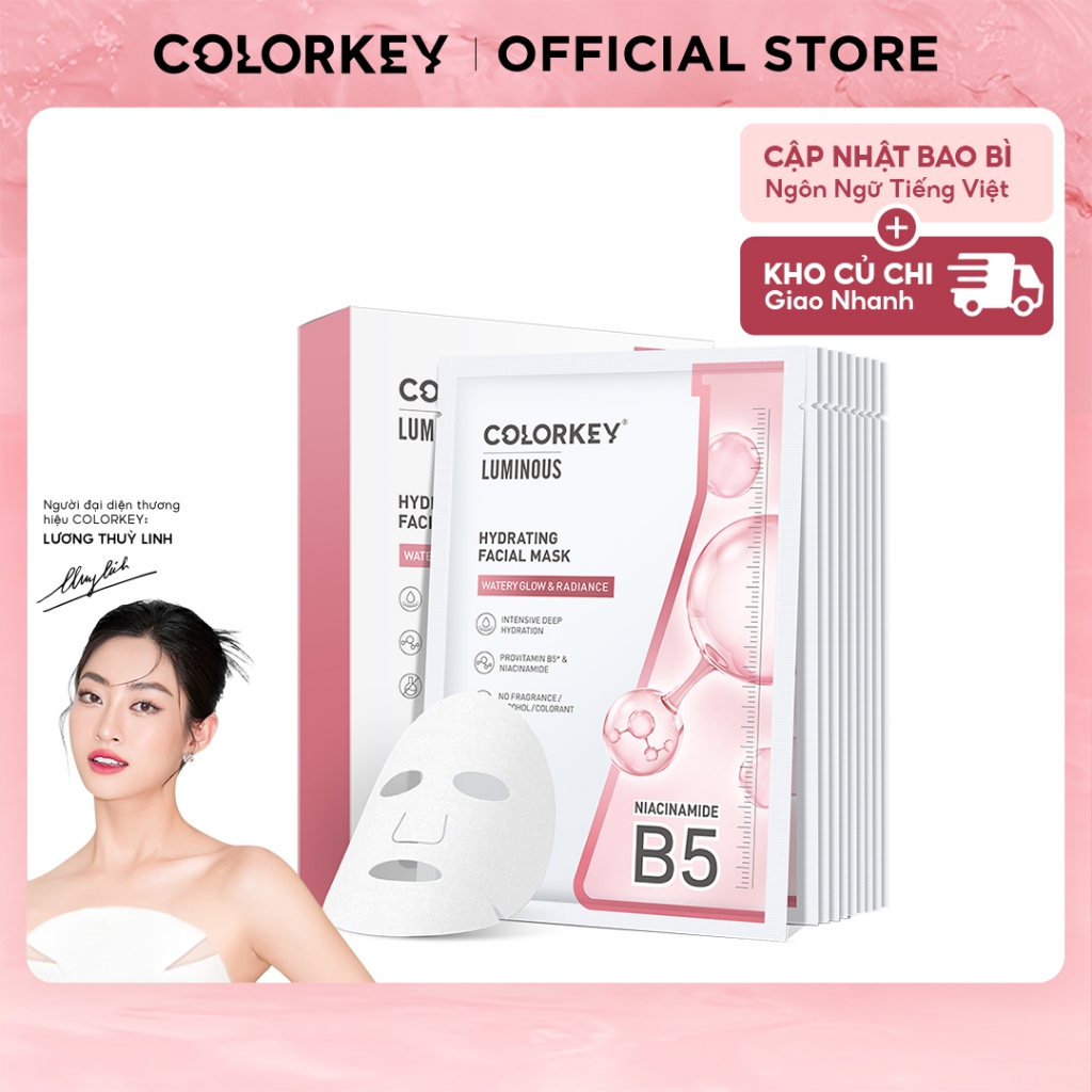  - Mặt Nạ Giấy COLORKEY LUMINOUS Vitamin B5 Cấp Ẩm PHIÊN BẢN NÂNG CẤP 10 miếng/hộp