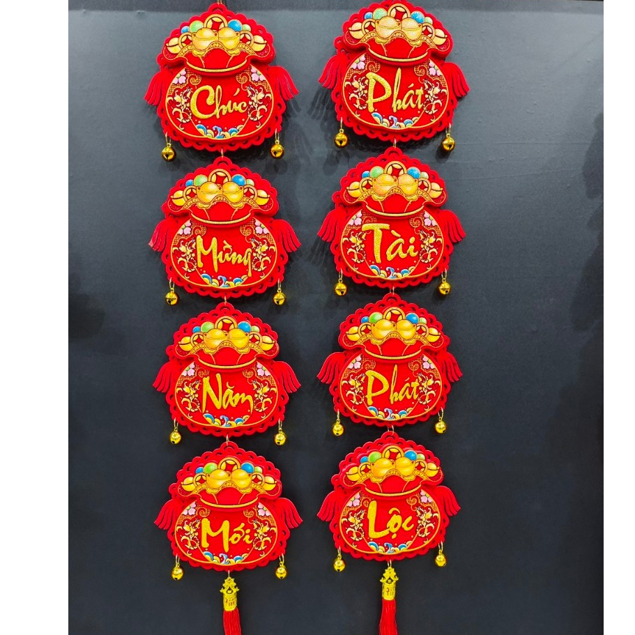 Dây Treo Nhung Đỏ TÚI VÀNG TL28 Trang Trí Tết