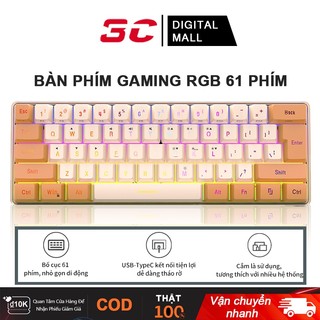 Bàn Phím Cơ  RGB Led Chế Độ Có Dây  Bố cục 61 phím Silicon lỏng,switch màng Cắm là sử dụngtương thích với nhiều hệ thống