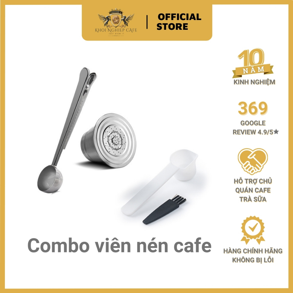 Combo viên nén cà phê thép không gỉ tái sử dụng cho máy pha cafe nespresso