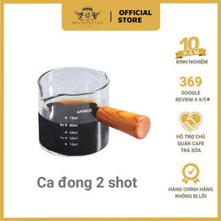 Ly đong định lượng cafe espresso 2 shot hình vuông 2 đầu rót có chia vạch Chất liệu thủy tinh 60ml