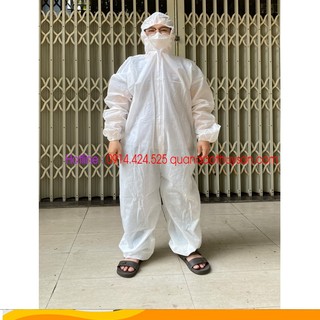 Bộ quần áo liền thân có nón chống hóa chất dùng trong hóa chất , phòng dịch , phun thuốc trừ sâu